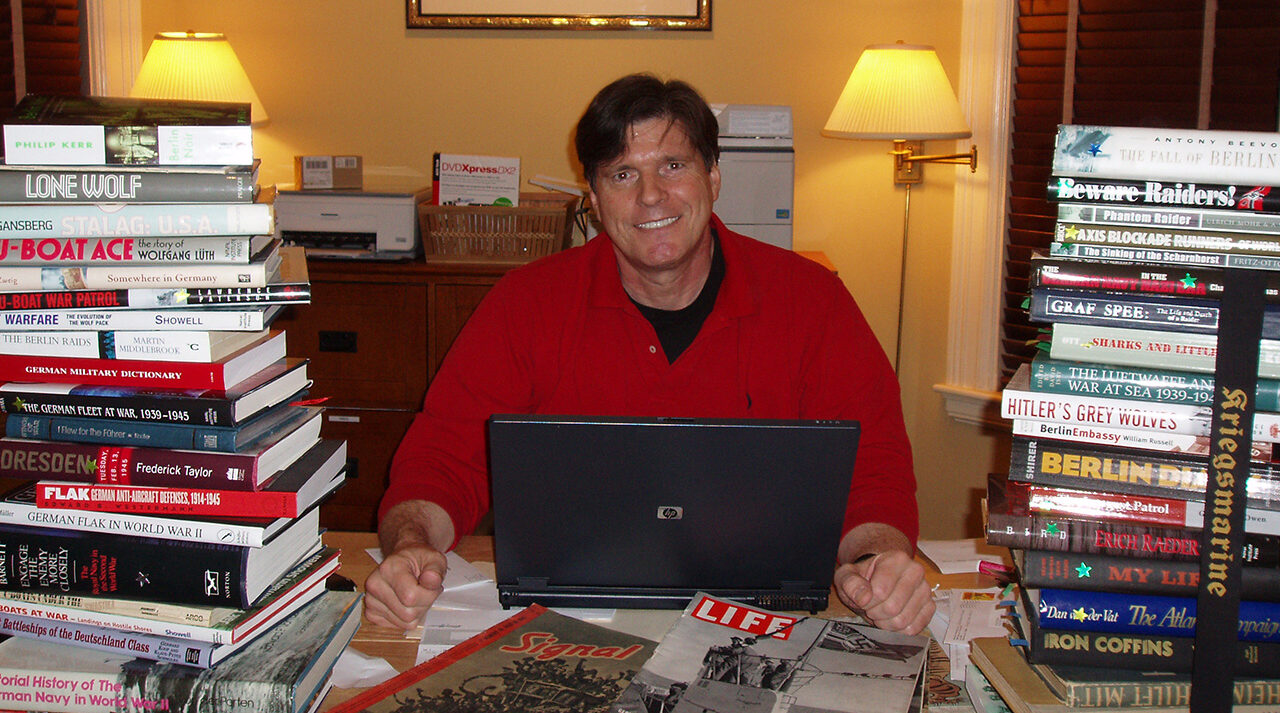 Charles McCain at work on novel revision 2007
